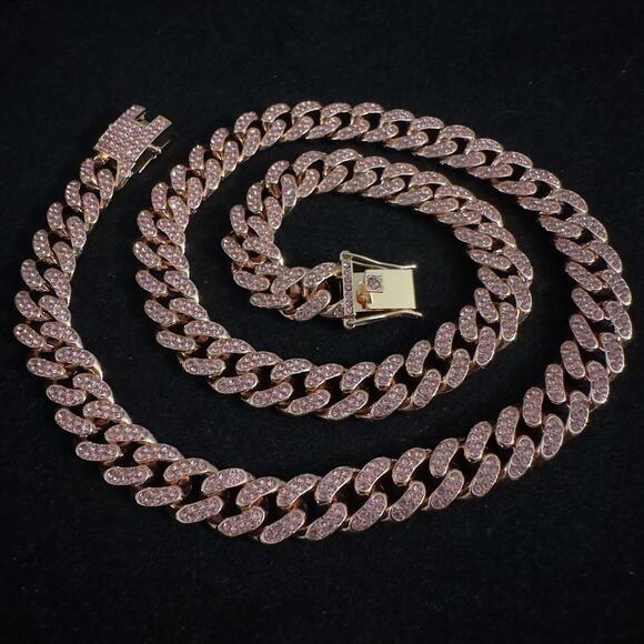 Rose Gold Miami Cuban Link Necklace 24in 12.6mm~NEW - Picture 11 of 16